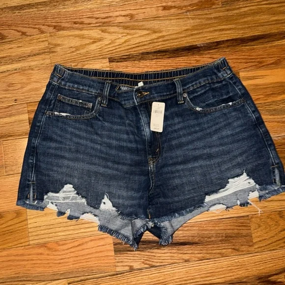Aerie NWT Daydream Distressed Denim Short Rocky Blue size Large - Picture 6 of 8